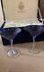 New FABERGE Pair Of Martini Glass Na Zdorovye Cut Clear Crystal Cobalt Blue