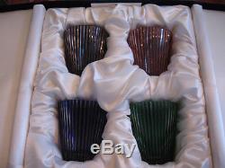 New Faberge Heavy Cut Crystal Glasses-blue, Purple, Red And Green In The Box