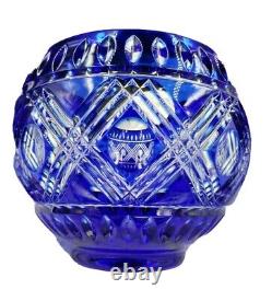 New In Box 6 Waterford Cut Crystal Cobalt Blue Cut To Clear Bowl 40