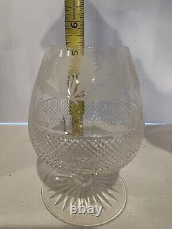 New In Box Edinburgh Cut Crystal Thistle Brandy Glasses 5.25 Set of 2 Etched