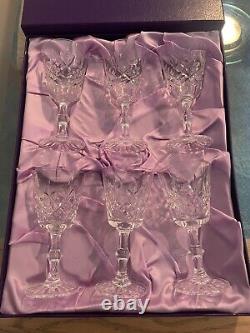 New In Box Edinburgh Cut Crystal Wine Glasses Set of 6