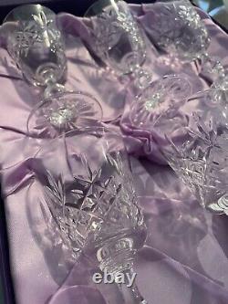 New In Box Edinburgh Cut Crystal Wine Glasses Set of 6