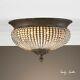 New Rows Of Cut Glass Beads Chandelier Flush Mount Light Aged Ceiling Chandelier