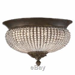 New Rows Of Cut Glass Beads Chandelier Flush Mount Light Aged Ceiling Chandelier