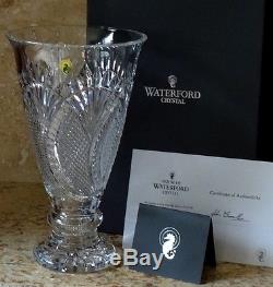 Nib Waterford Crystal Seahorse 13 Diamond & Wedge Cut Footed Vase New