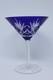 ODESSA by Fabrege Martini Glass cut fan & criss cross crystal cobalt blue