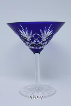 ODESSA by Fabrege Martini Glass cut fan & criss cross crystal cobalt blue