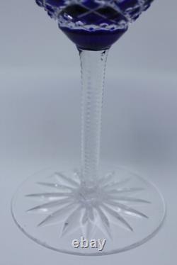 ODESSA by Fabrege Martini Glass cut fan & criss cross crystal cobalt blue