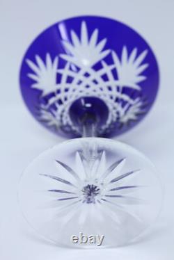 ODESSA by Fabrege Martini Glass cut fan & criss cross crystal cobalt blue