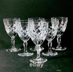 ORREFORS KAROLINA WATER GLASSES, Cut Lead Crystal, 6 oz, Made in Sweden, 6PCS