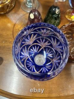 Ofnah Poland Cut Colbalt Blue Crystal Glass Egg Box