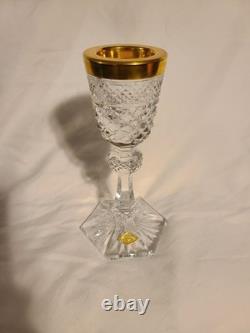 Old JOSEPHINENHUTTE CUT Lead Crystal Glass Handmade Candlestick / Goblet