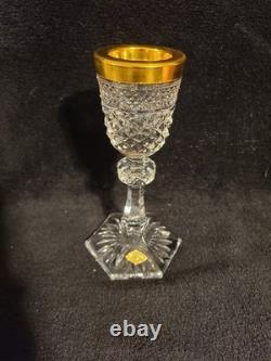 Old JOSEPHINENHUTTE CUT Lead Crystal Glass Handmade Candlestick / Goblet