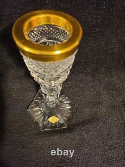 Old JOSEPHINENHUTTE CUT Lead Crystal Glass Handmade Candlestick / Goblet