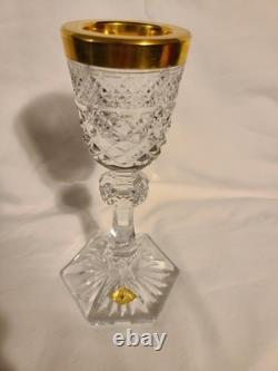 Old JOSEPHINENHUTTE CUT Lead Crystal Glass Handmade Candlestick / Goblet