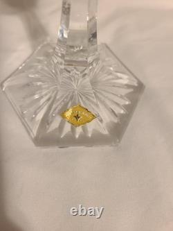 Old JOSEPHINENHUTTE CUT Lead Crystal Glass Handmade Candlestick / Goblet