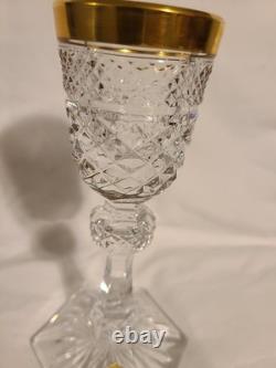 Old JOSEPHINENHUTTE CUT Lead Crystal Glass Handmade Candlestick / Goblet