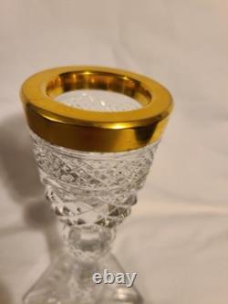 Old JOSEPHINENHUTTE CUT Lead Crystal Glass Handmade Candlestick / Goblet