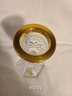 Old JOSEPHINENHUTTE CUT Lead Crystal Glass Handmade Candlestick / Goblet