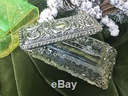 On Pins and Needles English Sterling Silver and Cut Crystal Pin Box