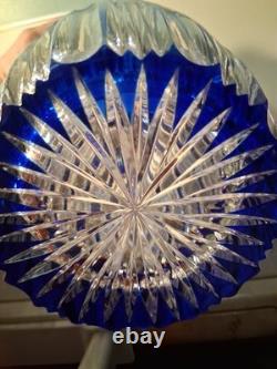 One Lausitzer Glass Cobalt Blue Cut to Clear Leaded Crystal Vase