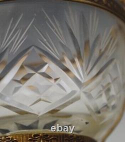 Ormolu Cut Crystal Mounted Dragon Handles Bowl Vintage