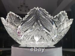 Oval Fruit Bowl Dish Bowl American Brilliant Period cut Glass crystal engraved