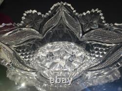 Oval Fruit Bowl Dish Bowl American Brilliant Period cut Glass crystal engraved