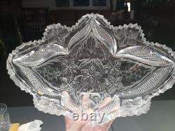 Oval Fruit Bowl Dish Bowl American Brilliant Period cut Glass crystal engraved