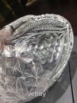Oval Fruit Bowl Dish Bowl American Brilliant Period cut Glass crystal engraved