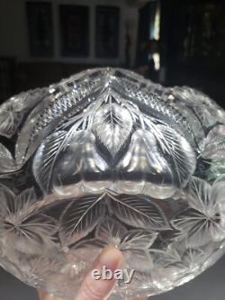 Oval Fruit Bowl Dish Bowl American Brilliant Period cut Glass crystal engraved