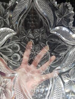 Oval Fruit Bowl Dish Bowl American Brilliant Period cut Glass crystal engraved