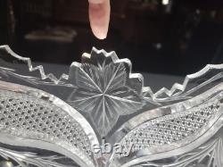 Oval Fruit Bowl Dish Bowl American Brilliant Period cut Glass crystal engraved
