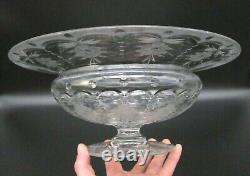 PAIRPOINT Art Glass CORNWALL Cut Engraved Crystal Footed 12 Centerpiece Bowl