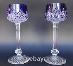 PAIR FRENCH Baccarat COLBERT Blue Cut Crystal Hoock Wine Glass