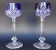 PAIR FRENCH Baccarat COLBERT Blue Cut Crystal Hoock Wine Glass