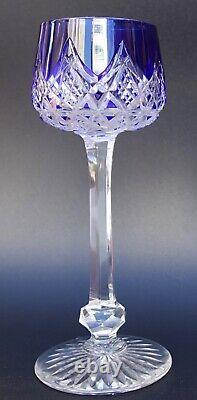 PAIR FRENCH Baccarat COLBERT Blue Cut Crystal Hoock Wine Glass