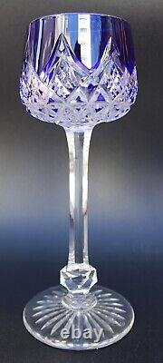 PAIR FRENCH Baccarat COLBERT Blue Cut Crystal Hoock Wine Glass