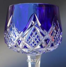 PAIR FRENCH Baccarat COLBERT Blue Cut Crystal Hoock Wine Glass