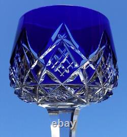 PAIR FRENCH Baccarat COLBERT Blue Cut Crystal Hoock Wine Glass