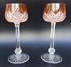 PAIR FRENCH Baccarat COLBERT Orange Color Cut Crystal Hoock Wine Glass