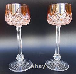 PAIR FRENCH Baccarat COLBERT Orange Color Cut Crystal Hoock Wine Glass