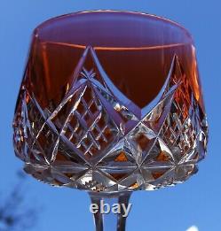 PAIR FRENCH Baccarat COLBERT Orange Color Cut Crystal Hoock Wine Glass