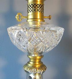 PAIR Hollywood Regency WARREN KESSLER MERCURY GLASS 36 Cut Crystal Table Lamps