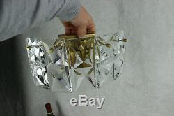 PAIR KINKELDEY faceted glass crystal cut 5 disc Sconces wall lights mid century