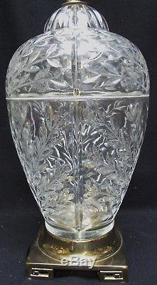 PAIR Large Hand-Cut Lead Crystal Table Lamps by Lausitzer Glass Branch Pattern