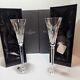 PAIR Waterford LISMORE JEWELS Diamond Champagne Toasting Flute 12 Clear Crystal
