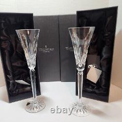 PAIR Waterford LISMORE JEWELS Diamond Champagne Toasting Flute 12 Clear Crystal