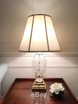 Pair 2 Exquisite Crystal Cut Glass Table Lamps Brilliant Cuts 30 High Excellent