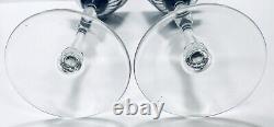 Pair Ajka Black Onyx Cut To Clear Crystal Wine Glasses